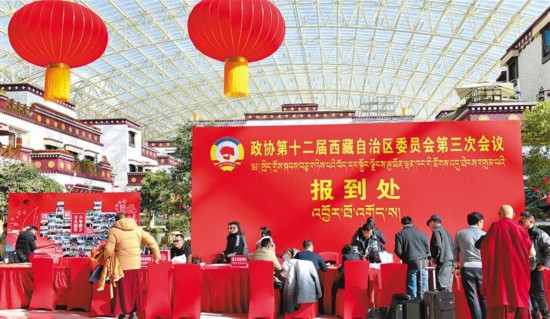 参加西藏自治区两会的代表委员向大会报到 参加西藏自治区两会的代表委员向大会报到